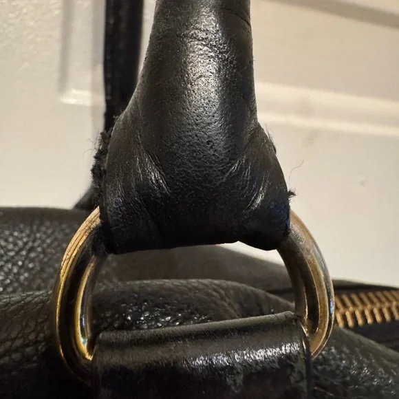 Michael Kors Black Leather Shoulder Bag with Gold Accents - Picture 8 of 13